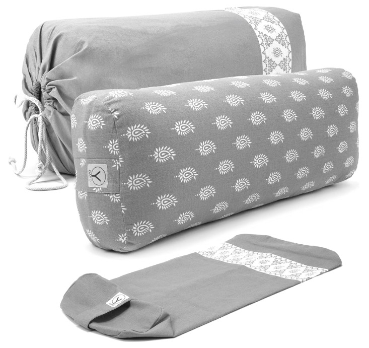 GAYO Yoga Bolster for Restorative Yoga- Made with 100% Cotton, Yoga Pillow Set Includes Extra Washable Cover and Carry Bag