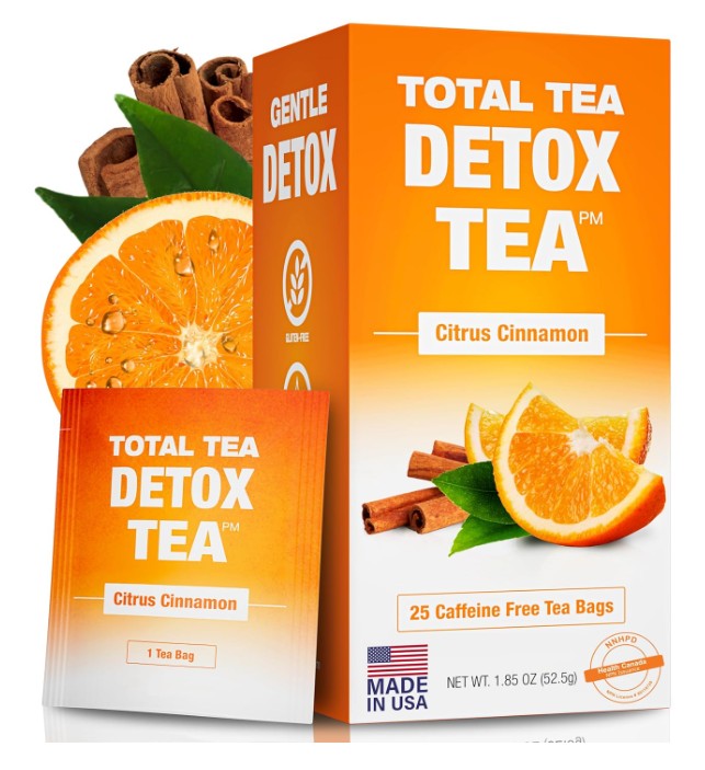 Total Tea SIimming Detox Tea Caffeine Free - 25 Day Detox Tea - Herbal Tea with Chamomile, Hibiscus Tea & Ginger Root for Colon Cleanse – Natural Citrus & Cinnamon Herbal Tea for Digestive Health (25-Pack, Citrus & Cinnamon)