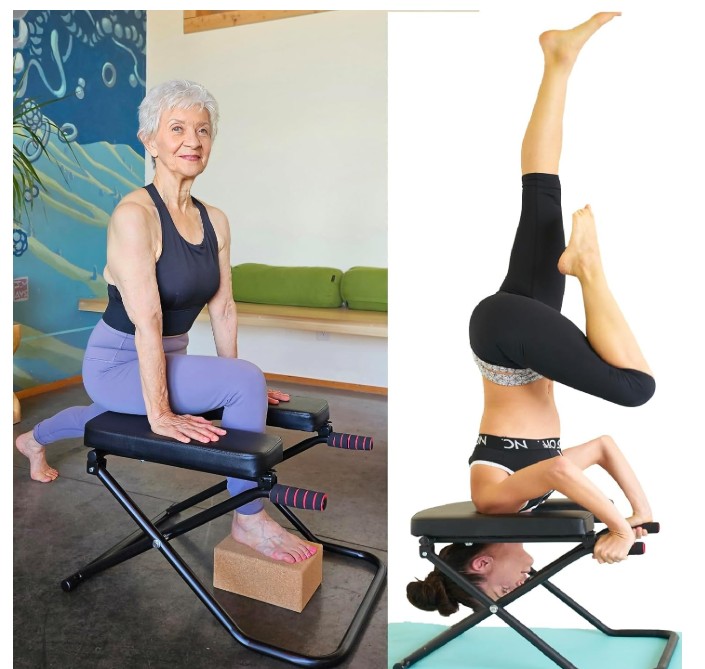 Longer+Wider+Bigger SISYAMA Yoga Headstand Bench Chair with Handles Headstand Handstand Inversion Workout Stretch